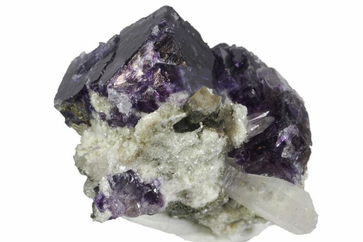 Cubic Purple Fluorite, Mica, Pyrite and Quartz Association - China #166169